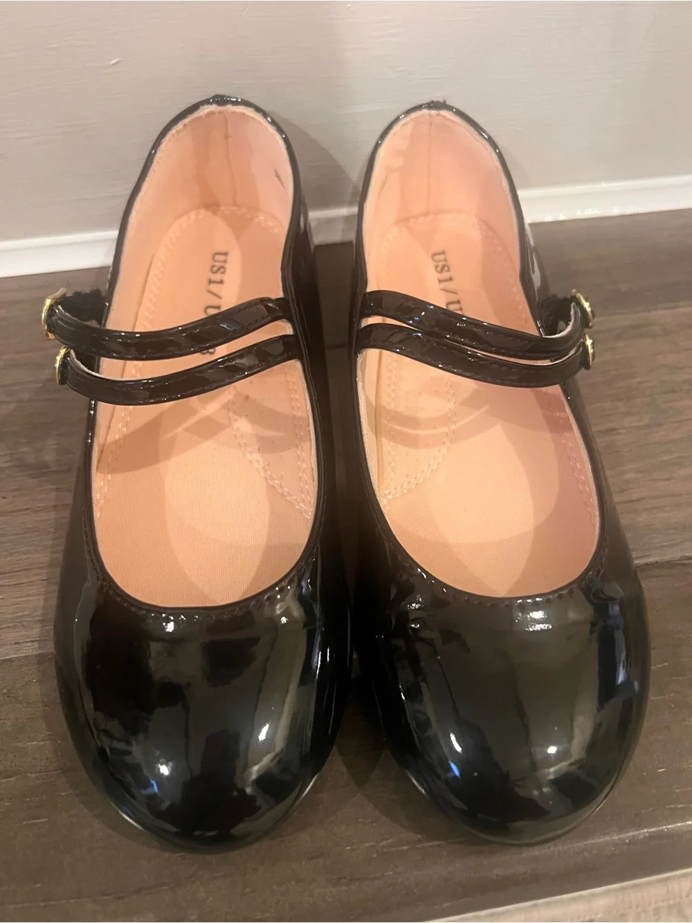 Amazon Girls Black Patent Double-Strap Mary Jane Shoes